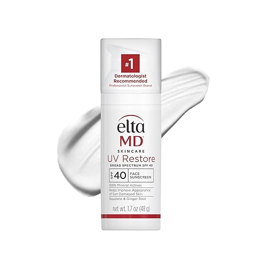 EltaMD UV RestoreFace Sunscreen SPF 40 Mineral Sunscreen for Sun Damaged Skin Repair Anti-Aging Zinc Oxide Sunscreen Formula