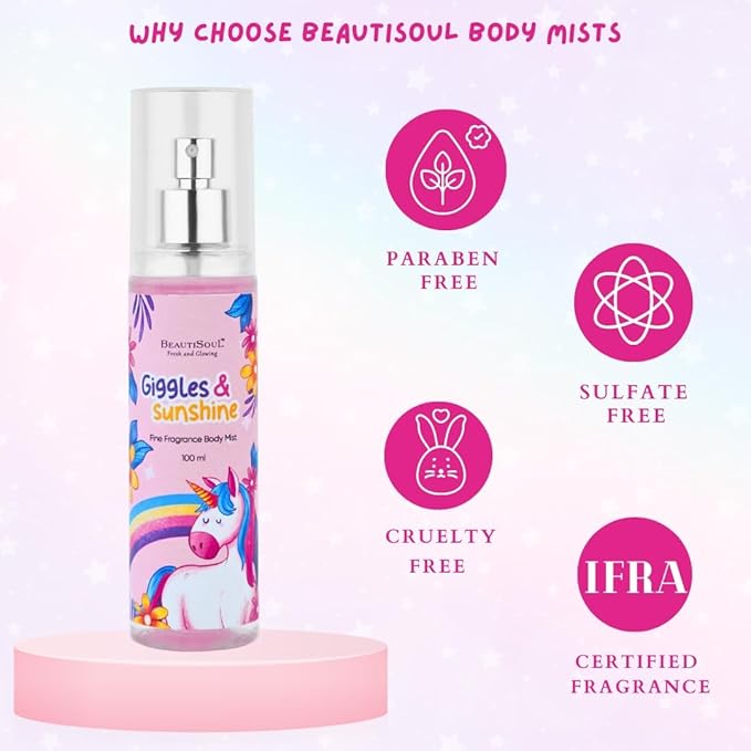 Beautisooul Giggle And Sunshine Floral Body Mist For Kids | Unicorn Body Mist For Girls | Gentle And Playful Just Like Your Little One | 100 Ml