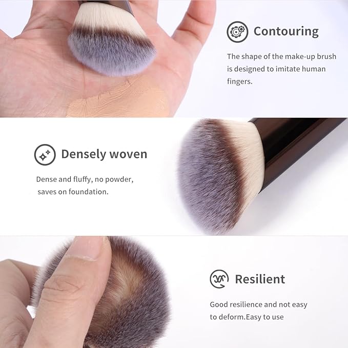 MAANGE 20 PCS Makeup Brush Set with Bag Double-ended Kabuki Brush Foundation Contour Brush for Liquid Powder Concealer Eye Shadows Cream Cosmetics Blending Blush Face Makeup Tools with Case (Coffee)