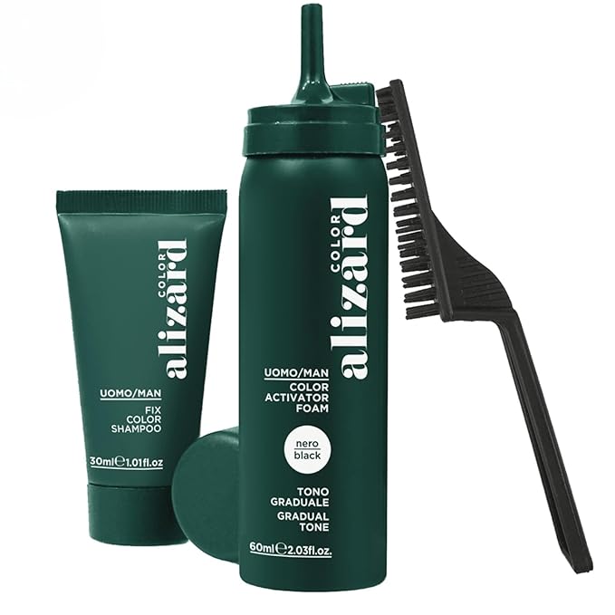 Alizard Natural Hair Color for Gray Hair Shampoo | De-Graying Foam with Hydrolyzed Collagen &amp Allatonin | Not Hair Dye - Color Activation | Grey Hair Touch Up | Men &amp Women | Instant Results -