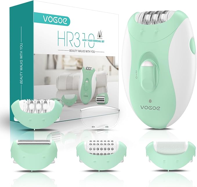 Epilator for Women-Cordless Epilators Hair Removal for Women 4-in-1 Electric Razor Hair Remover 2 Speeds &amp 21 Tweezers for Face Legs Arms Armpit Bikini Green HR310