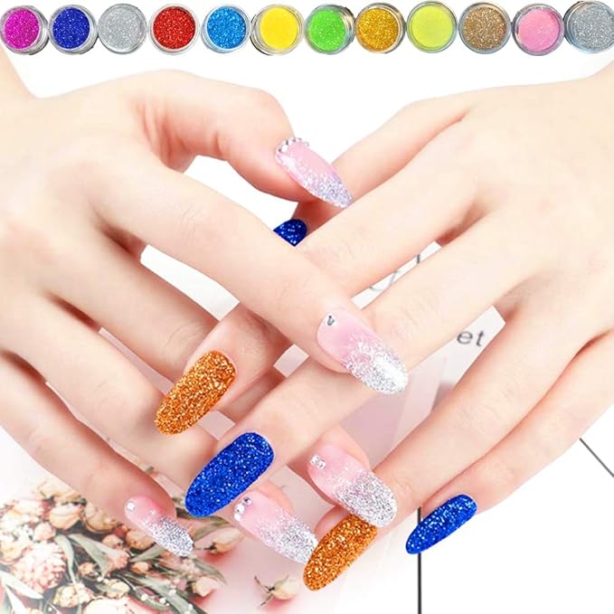 Nail Kit Set Professional Acrylic with Everything 12 Glitter Acrylic Powder Tips Decoration DIY Nail Art Tools &amp Supplies for Beginners