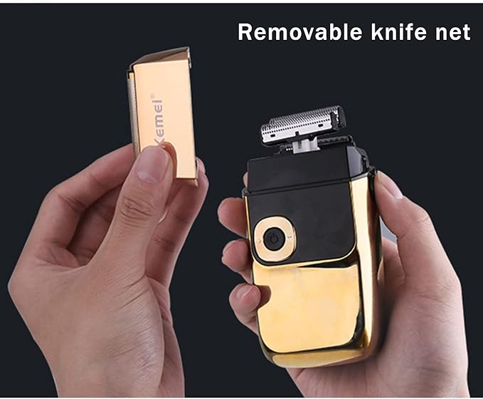 KEMEI Electric Razors for Men LCD Display Cordless Men's Razors USB Rechargeable with Pop-up Beard Trimmer Best Worldwide Travel Gift Model KM 2028 Gold