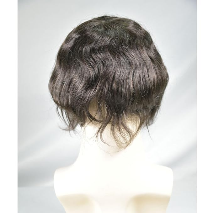 Men?™s Toupee 10x8inch Hair Pieces for Men 100% European Virgin Human Hair Replacement System Natural Hairline Topper AU Middle Lace with PU around (#2 color)