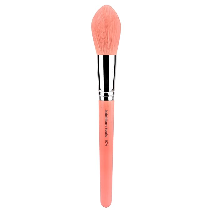 Bdellium Tools Professional Makeup Brush - Pink Bambu Series 974 Tapered Powder - With Soft Synthetic Fibers For Sculpt &amp Shape (Pink 1pc)