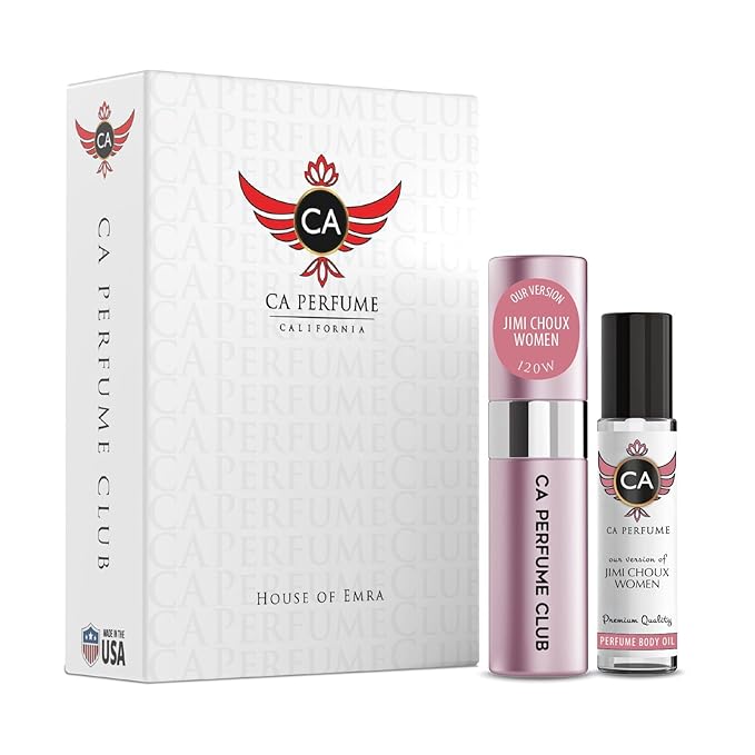 CA Perfume Duo Impression of Jimi Choux For Women Perfume Layering Set Long Lasting Travel Size EDP + Body Oil Roll-On Bottle 0.27 Fl Oz+0.33 Fl Oz