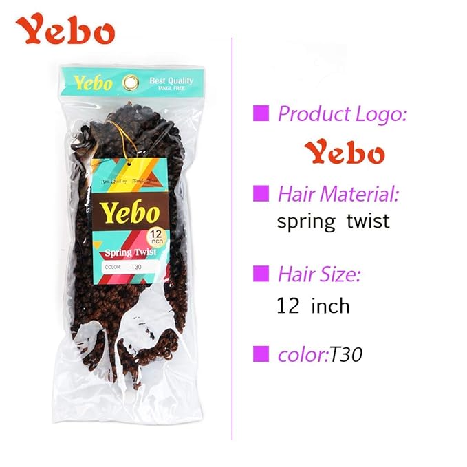 YEBO 4 Packs 12 inches Spring Twist Hair for Butterfly Locs Crochet Hair Ombre Colors Synthetic Braiding Hair Extensions for Woman(T30/12inch)