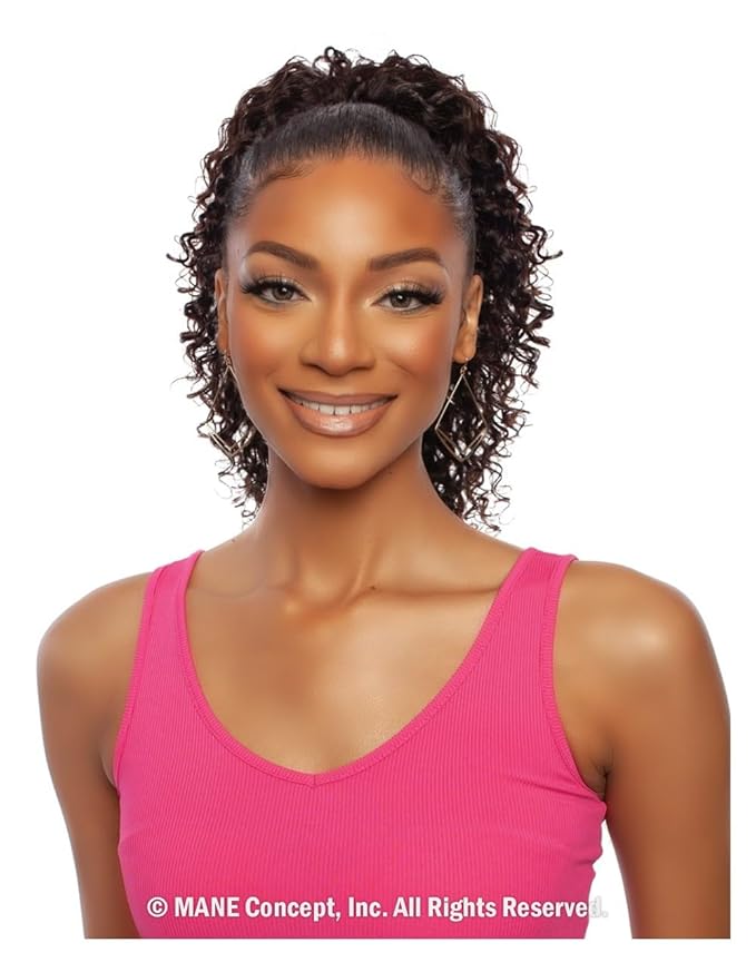Mane Concept Human Hair Ponytail Pristine PRPE02 Deep Curly Drawstring Ponytail 16 (NATURAL)