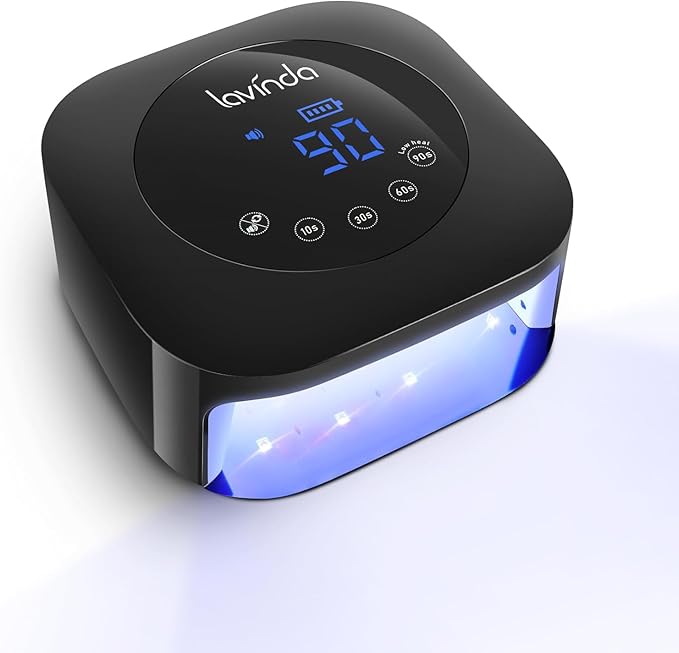 UV Light for Nails Lavinda UV Nail Lamp 54W Rechargeable Nail Dryer Gel Polish Light with Large Touch Display Professional Fast Curing Lamp with 4 Timer Setting Auto Sensor for Salon &amp Home