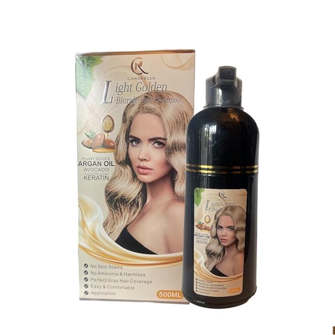 Hair Color Shampoo ? Argan Oil Avocado &amp Keratin | No Ammonia | Perfect Grey Coverage | Hair Moisturizing &amp Nourishment | Easy At-Home Application (Light Golden Blonde)
