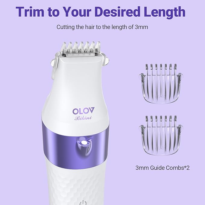 Bikini Trimmer for Women IPX7 Waterproof Wet &amp Dry Electric Razors for Women Bikini Legs Underarm Pubic Hairs Rechargeable Electric Shaver with 2 Trimmer Heads and Travel Razors