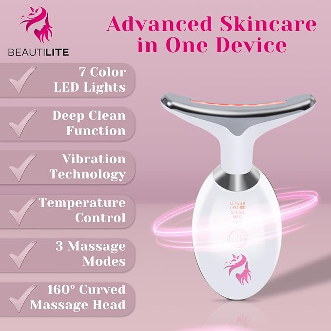 Red Light Therapy for Face Facial Massager Skin Tightening &amp Anti-Aging Face Lift Device True Beauty Glow Facial Massager 7-in-1 LED Facial Sculptor