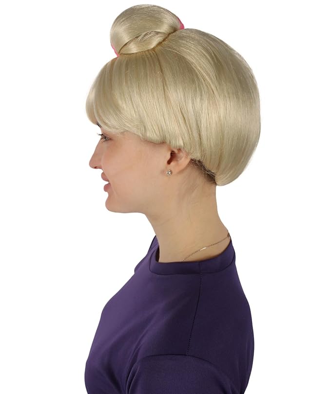Women's Premium Bun Wig - Adjustable Capless Hair extensions with Realistic Synthetic Fibers - Multi-Color Elegant Bun Hairpiece for Halloween Cosplay and Everyday Wear Blonde &amp Pink