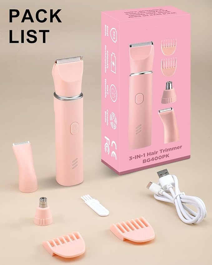 Manscape Body Hair Trimmer for Men-3 in 1 Electric Razor Groin GroomerIPX7 WaterproofVersatile Hair Trimmer for Ball/Pubic/Chest/Beard/NoseUSB-C RechargeableChristmas Gifts for Men