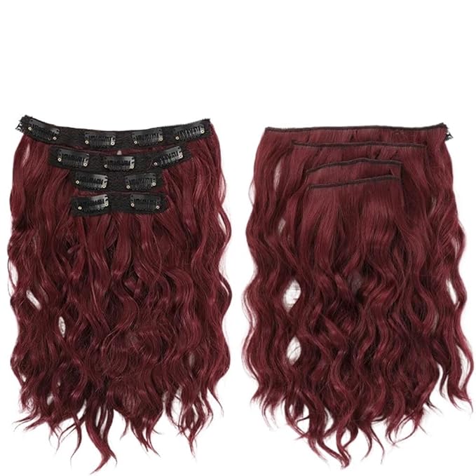 Short Curly Synthetic 4-piece Set Of Water Ripple Hair Extension Wig Clip In Woman's Clip Hair Accessories Hairpiece(118)