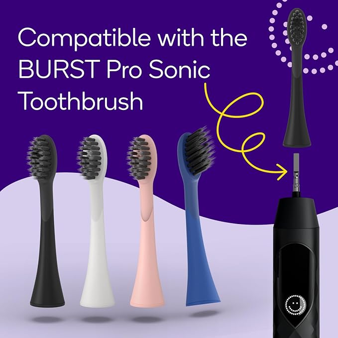 BURST Pro Sonic Electric Toothbrush Genuine Replacement Heads (Rose Gold/3 Pack) | Soft Bristles for Deep Clean Stain &amp Plaque Removal