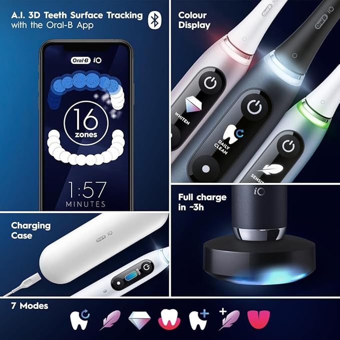 Oral-B iO Series 9 Electric Toothbrush with 3 Replacement Brush Heads Black Onyx