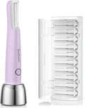 Sonic Dermaplaning Tool for Women Rechargeable Face Dermaplane Razor Sonic Edge Technology for Facial Hair Exfoliating and Peach Fuzz 10 Refill Blades Purple