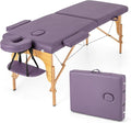 Giantex Massage Table Portable Massage Bed w/Carrying Case 2-Section Salon Spa Facial Care Tattoo Bed Height Adjustable Wood Frame Professional Massage Lash Bed for Eyelash Extension (Purple)