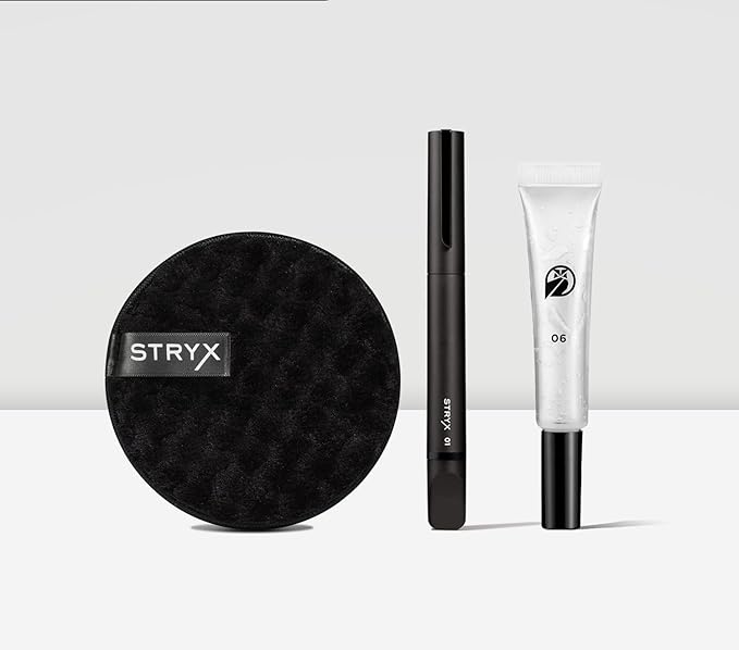 Stryx Grooming Kit for Men ? Dark Tone Skin Facial Concealer Tool for Men Beard &amp Brow Gel Cleansing Disc ? 3-in-1 Skincare Set