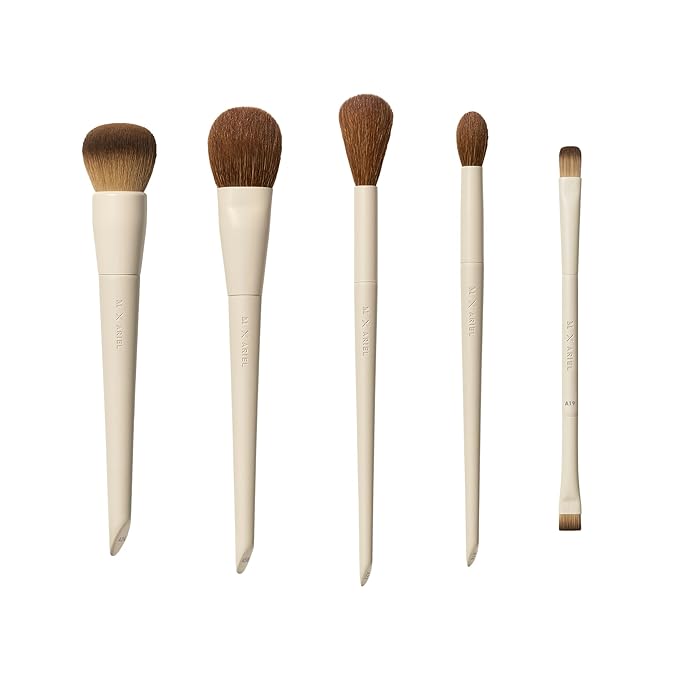 Morphe x Ariel Full Makeup Brush Collection - Includes A24 Foundation A58 Cream Contour A19 Dual-Ended Concealer A14 Precision Setting and A22 Blush Brushes (5 Piece Set)