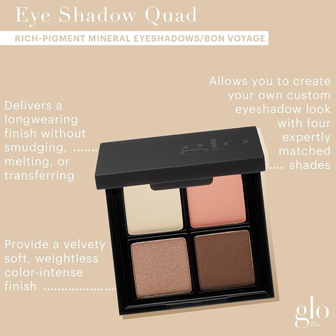 Glo Skin Beauty Eye Shadow Quad | Four Expertly Matched Shades for A Custom Eye Statement (Bon Voyage)
