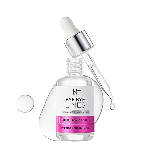 IT Cosmetics Bye Bye Lines Hyaluronic Acid Serum for Face - Hydrating Anti-Aging Facial Serum With Peptide &amp Vitamin B5 Visibly Plumps Skin Smooths Look of Fine Lines For All Skin Types - 1 fl