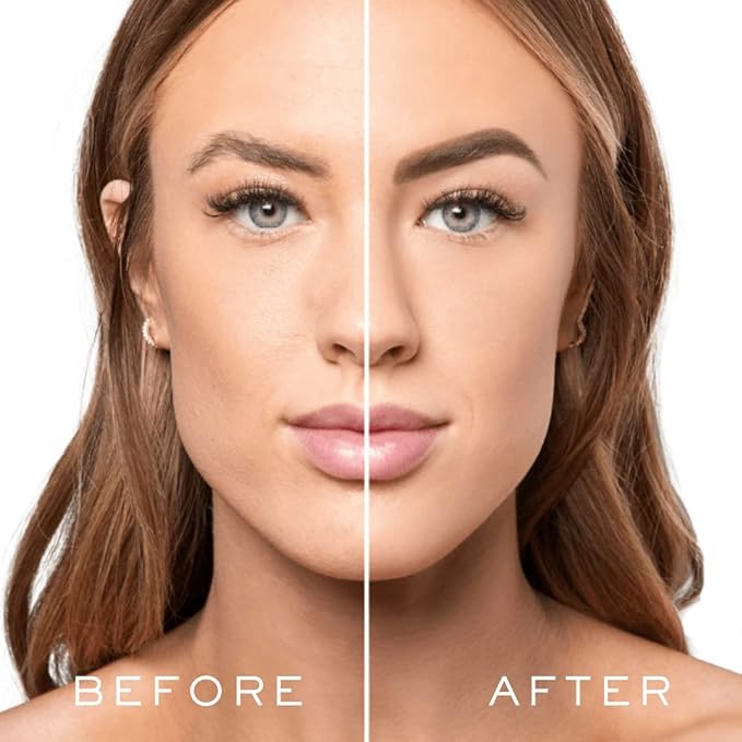 MADLUVV Brow Stamp Kit with Brow Stencils ? Easy Eyebrow Shaper for Natural-Looking Brows ? Popular Eyebrow Stencil Kit Used by Professionals ? 9 Shapes Spoolie Travel Bag &amp Stamp (Soft Brown)