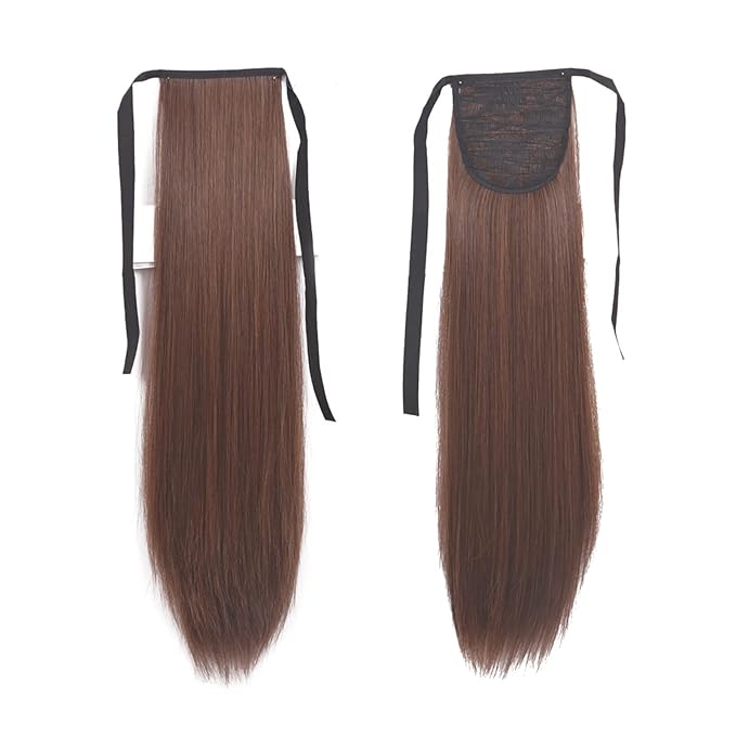 SONGCHAO Fake Hair Bun 22/34 Inch Ponytail Extension Straight Hair Wig Bow Hair Band Synthetic Ponytail Women Extra Long Hair Extensions Hair Accessories (Color : 03 Size : 22inches)