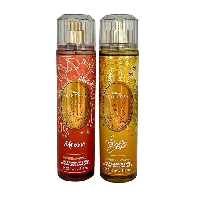 Bath &amp Body Works PRINCESS COLLECTION 2-piece Fine Fragrance Mist Gift Set with a Bow for Holidays ? Full Size ? Limited Edition (Moana &amp Belle)