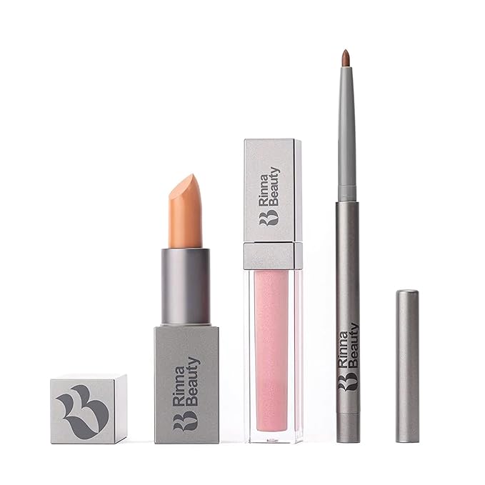 Rinna Beauty Icon Lip Kit - Delilah - All-in-One Lip Kit Includes Lipstick Lip Gloss Lip Liner - PINK NUDE look - Anti-Aging Moisturizing Long-Lasting: Vegan Cruelty-Free - 1 each