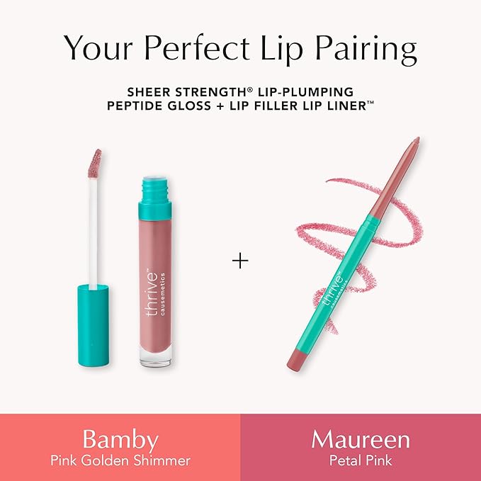 Thrive Causemetics Lip Filler Long-Wearing + Plumping Lip Liner Shea Butter Hydrating Lip Plumper Retractable Lip Liner Pencil Built In Sharpener Vegan &amp Cruelty Free Maureen (Petal Pink)