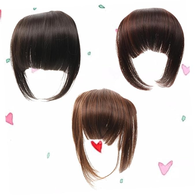 NOLITOY 9pcs Fashionable Women Hair Accessories Black Head Hair Wig Replacement Bangs Straight Extensions Flat for Heart Long Face Shapes