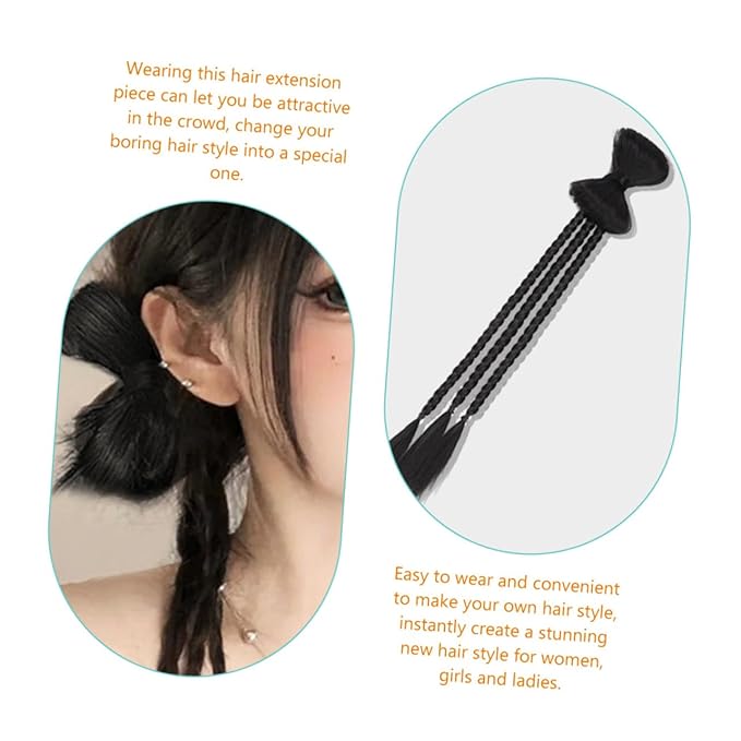 NOLITOY 6pcs Synthetic Braided Ponytail Extension Wig for Women Messy Bun Hair Natural Look Easy to Wear Party Stage Performance Accessory