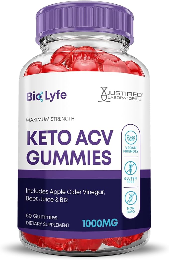 (2 Pack) Bio Lyfe Keto ACV Gummies Advanced Formula 1000MG Biolyfe Keto Gummies Apple Cider Vinegar Formulated with Pomegranate Beet Juice Powder B12 Vegan Non GMO 120 Gummys