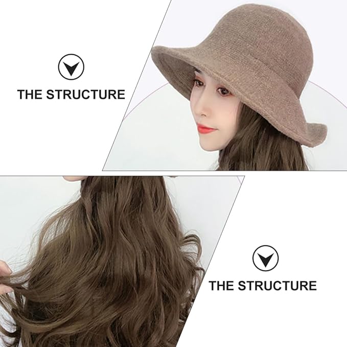 Wig Hat for Women Long Wavy Curly Hair Extensions Synthetic Wave Hat Perfect for Girls Women Bride Stylish Accessory