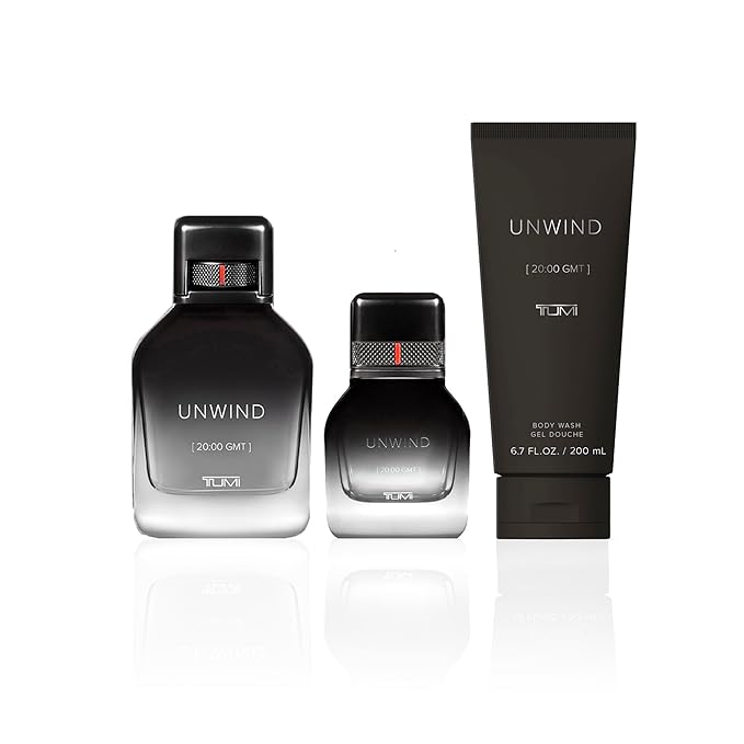 TUMI UNWIND [20:00 GMT] Gift Set - Warm Cologne &amp Body Wash for Men - 3.4 oz &amp 1.0 oz Eau de Parfum 6.7 oz Body Wash