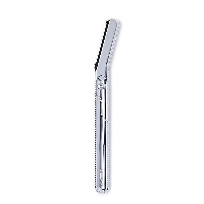 Leaf Shave | Leaf Dermaplaner All-Metal Reusable Dermaplane Razor and Exfoliating Tool for Women Includes Precision Clip and Two Refills - Chrome