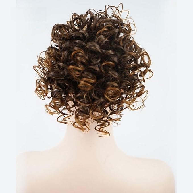 Hair Accessories Ladies Fashion Wig Fluffy Curly Hair Bun Short Curly Hair Comb Ball Head Ponytail Hair Extension Synthetic Hair Bun Hair Pieces For Women(10)