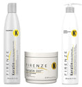 Firenze Professional Keratin Care Bundle - Keratin Shampoo Intense Conditioner and Mask Treatment Pack with Free Red Gift Bag