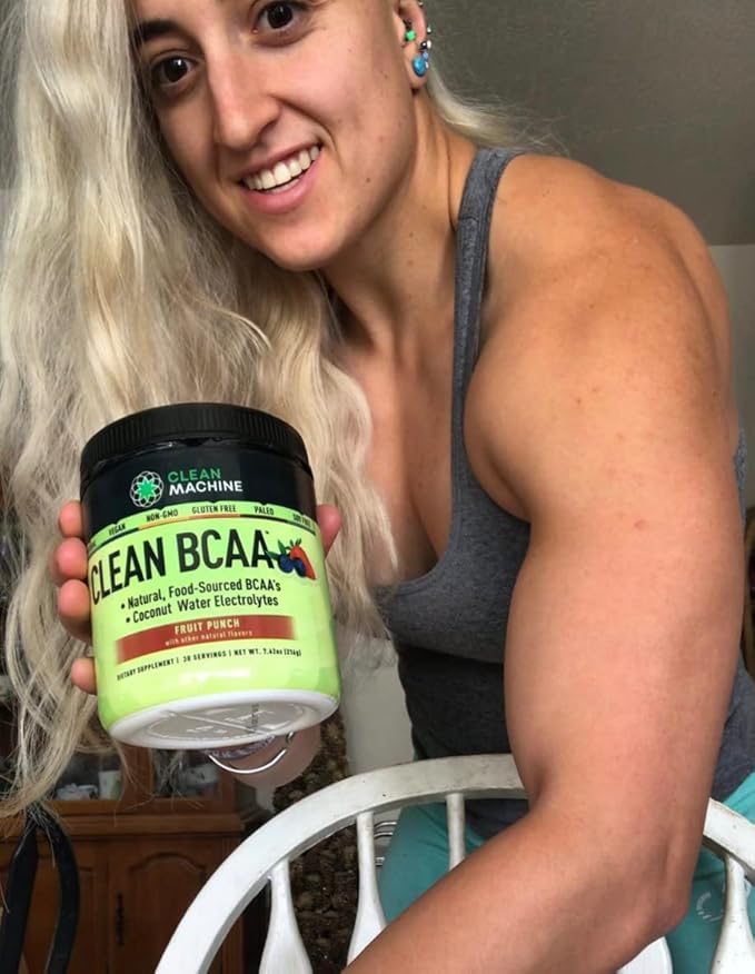 Clean BCAA - 2:1:1 Food Sourced BCAAs Powder &amp Coconut Water Electrolytes Recovery &amp Amino Energy Supplement - Award Winning Vegan Amino Acid Supplement - 30 Servings (30 Fruit Punch)