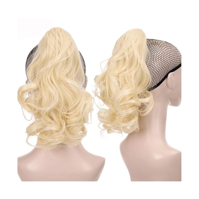 SONGCHAO Fake Hair Bun 1 Pack Synthetic Wavy Ponytail Extension Wig Claw Clip Heat Resistant Fiber Wavy Ponytail Ladies Hair Extension Bun Hair Accessories (Color : 001)
