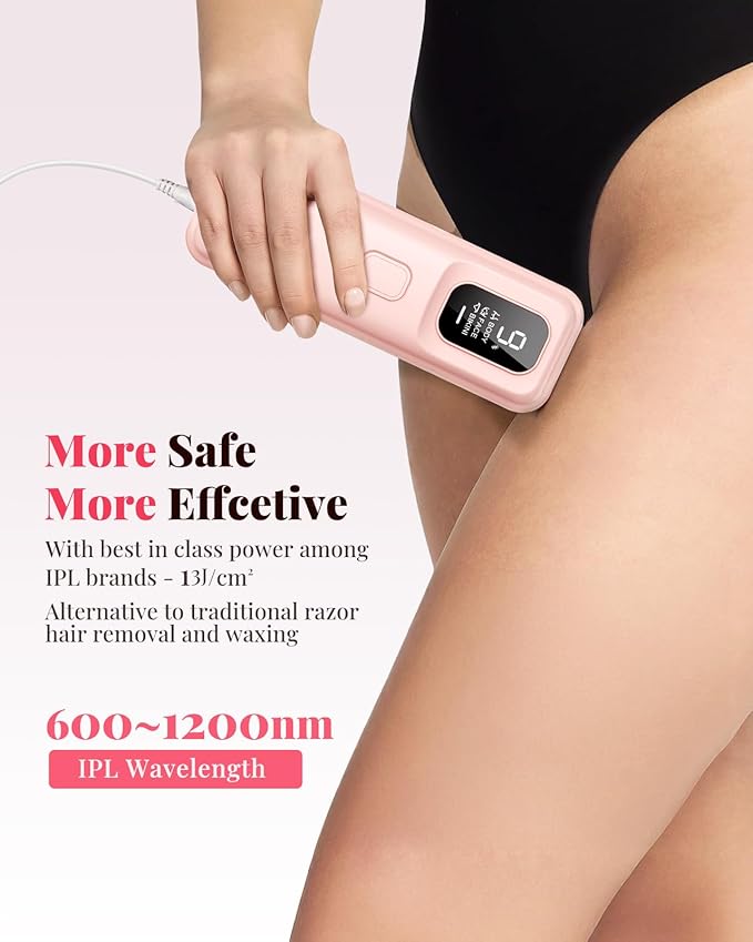 IPL Laser Hair Removal Device for Women &amp Men - at-Home Painless Hair Remover for Long-Lasting Results Body &amp Face for 85% Hair Reduction in 3 WeeksPink