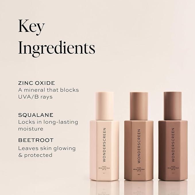 DIME Beauty Tinted Glow Wonderscreen SPF 30 Mineral Sunscreen for Face with 19% Zinc Oxide Tinted Moisturizer with SPF 50 g (Deep)