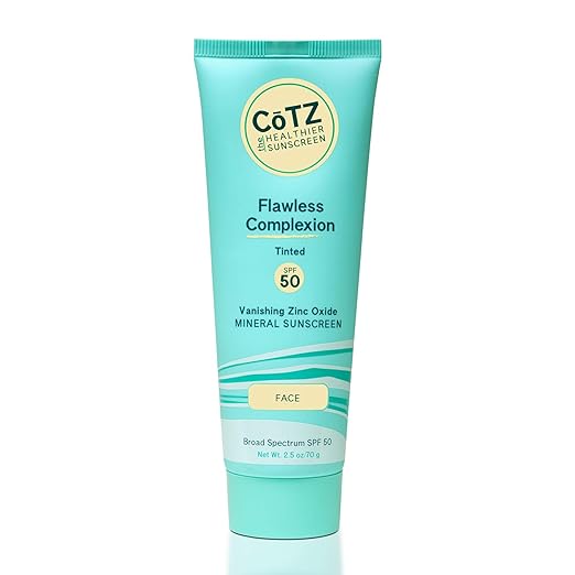 CoTZ Skincare | Flawless Complexion | Lightly Tinted | Facial Mineral Sunscreen Broad Spectrum SPF 50 2.5 oz / 70 g