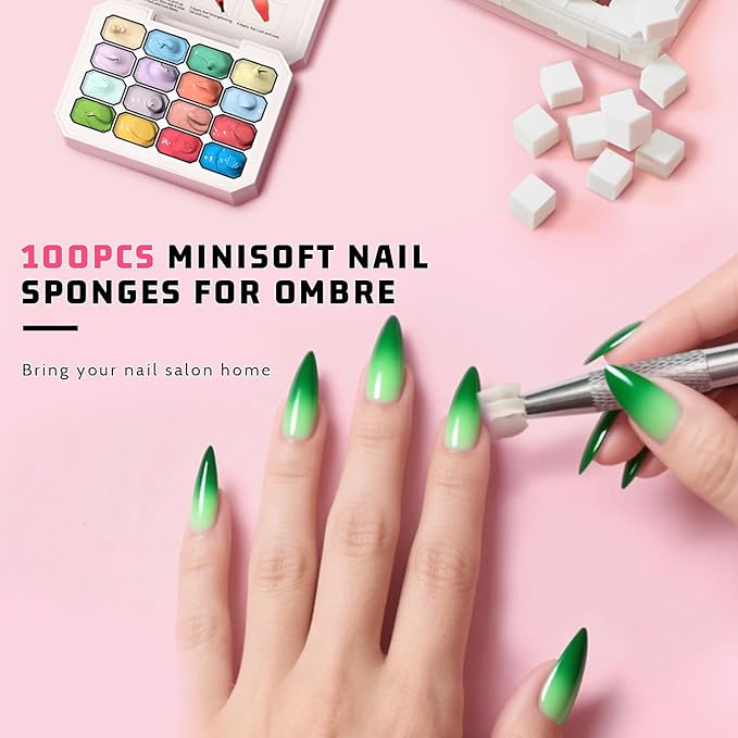 Sponge Pat Paint Nail Gel Ombre Nails Gradient Gel Nail Blush Blooming Aura Nails Drawing Stripper Floral Painting DIY Nail Art No Wipe UV/LED Curing (16 Colors N)