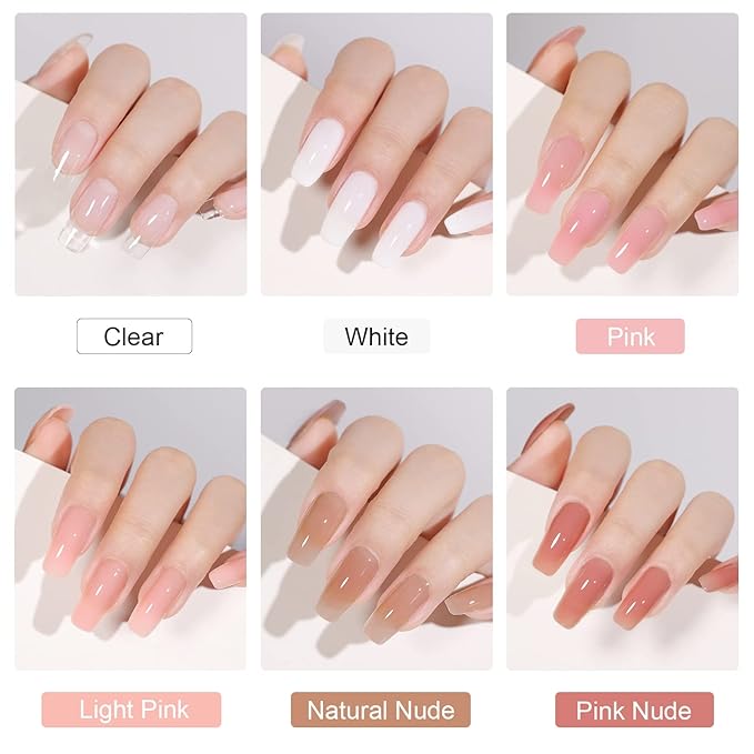 GAOY Poly Gel Nail Kit with UV Lamp 6 Pcs Builder Gel Extension Kit with Everything Decorations Top and Base Coat for Nail Art DIY at Home