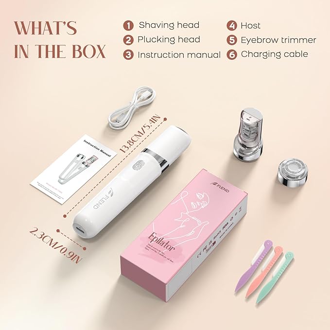 Epilator for Women 2-in-1 Facial Hair Removal Epilator Painless Designed Hair Remover with Built-in LED Light for Precision Smooth Glide Hair Remover for Women Face Lips Chin Peach Fuzz