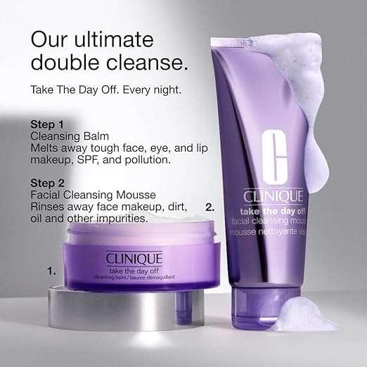 Clinique Take The Day Off Facial Cleansing Mousse With Hyaluronic Acid + Glycerin | Dissolves Makeup Sunscreen + Pollution | For All Skin Types 4.2 Fl Oz