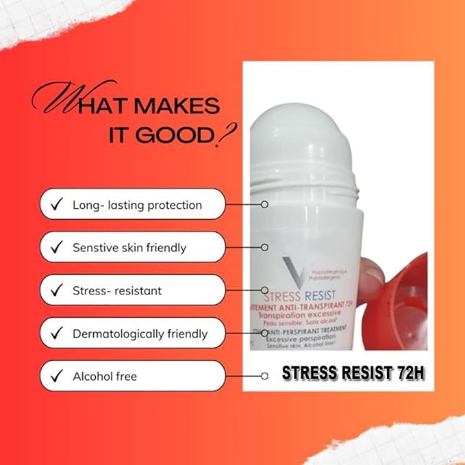 72Hr Sweat Odor Stress Resist Protection | Anti-Perspirant Roll-on Deodorant | Dry-Touch 50mL Deo 4 Sensitive Skin